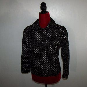 Briggs New York Black White Polka Dot Box Pleat Back Women’s Jacket Size 8